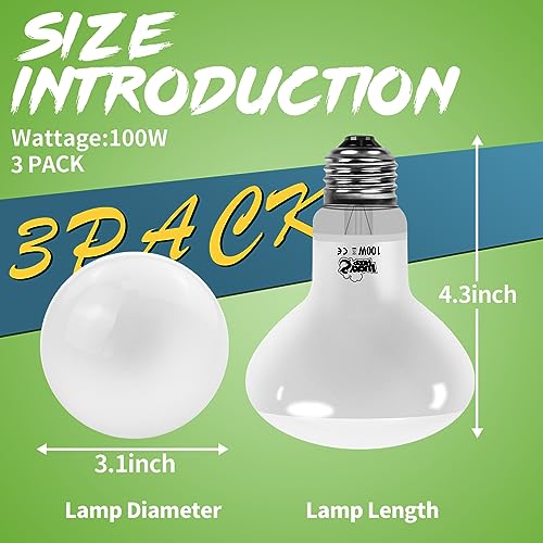 LUCKY HERP Reptile Heat Lamp 3 Pack 100W, UVA Heat Lamp Bulb for Reptile Tortoise Basking Spot Light Bulb for Vivarium Lizard - Image 4