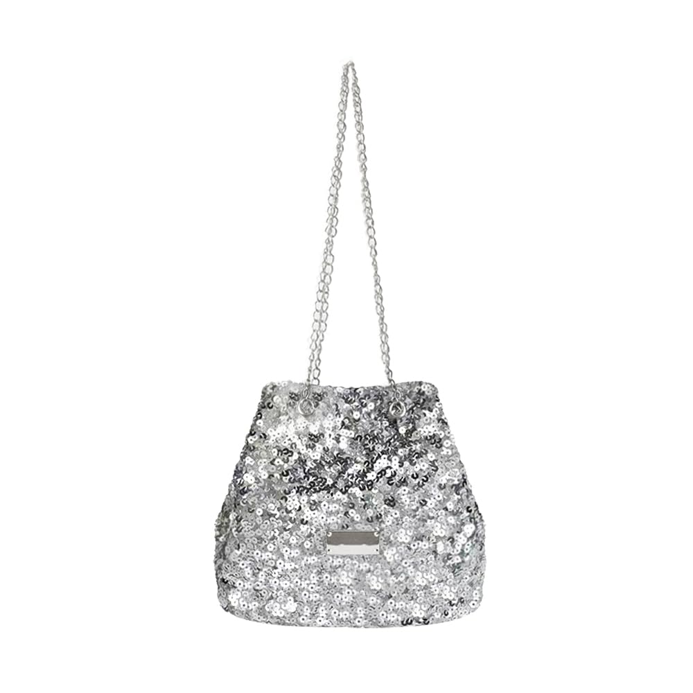 HIOQFR Bolso Clutch Mujer Fiesta Mini Bolso de Mano Boda Elegante Bolsos Ceremonia Bolso de Noche Brillante Bolso de Cubo Bling Bolso con Cadena Pequeña Bolsos Bandolera Bolsas de Hombro Evening Bag