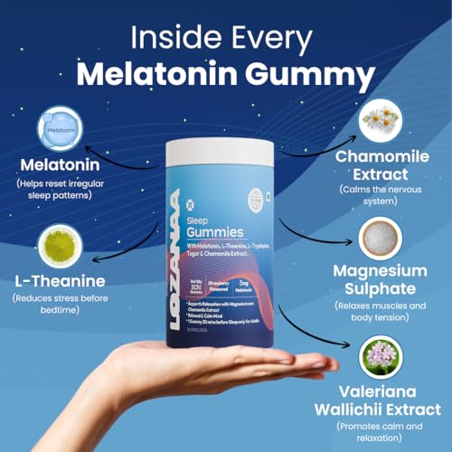 Image of Melatonin Sleep Gummies 3 mg With L-Theanine, L-Tryptophan, Chamomile & Magnesium | Supports Up to 8 Hours Uninterrupted Sleep | Non-Habit Forming | 30 Veg Gummies