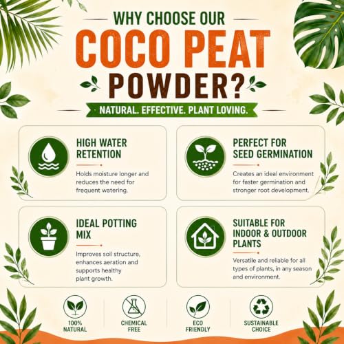 Image of Premium Decompressed Coco Peat Powder for Plants | Ready to Use Natural Coconut Coir Growing Medium | High Water Retention,Seed Germination, Potting Mix, Indoor & Outdoor Plants 1kg