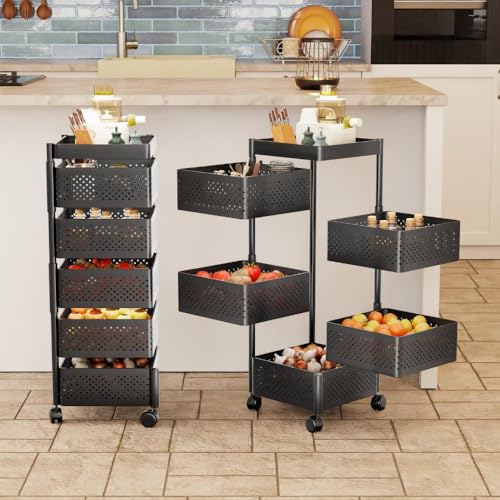 Nexanest 5 Tier Kitchen Storage Trolley with Wheels - Image 2