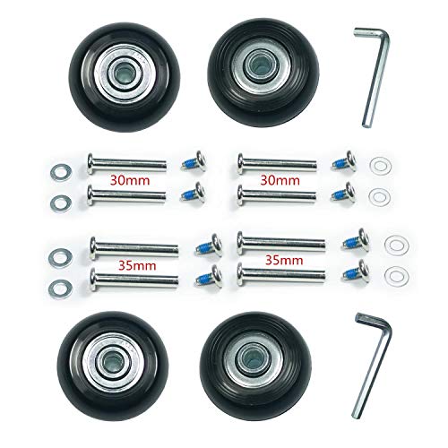 F-ber Luggage Suitcase Wheels with ABEC 608zz Bearings, 60mm Inline Outdoor Skate Replacement Wheels, One Set of 4 Wheels (Black, OD60mm x H18mm x ID6mm/2.36" x 0.7" x 0.24")
