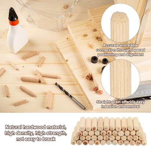 Pasadores de madera de 6 x 35 mm, tacos de unión ranurados para carpintería y muebles 3