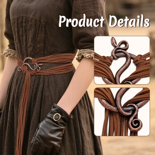 Viking Troll Rope Belt, Medieval Norse Witch Rope Belt for Women Pagan Shaman for Cosplay Dress Up3
