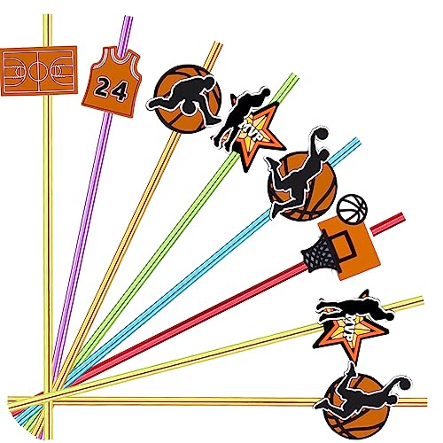 24 pitillos reutilizables temática baloncesto