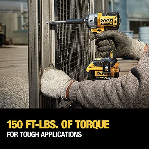 DEWALT Kit de llave de impacto inalámbrica 20V MAX XR con anillo de cerdo, 3/8 pulgadas (DCF890M2)