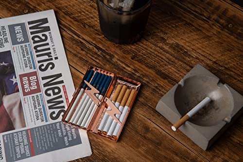Image of Metal Cigarette Case - Ladies and Men, Portable Double Sided Spring Clip, Holds 10 100mm Cigarettes (Rose Gold)