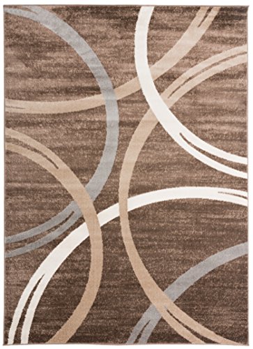 Rugshop Modern Wavy Circles Design Area Rug 6'6" x 9' Brown