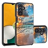 FQTBCEARI for Galaxy A14 5G Case, 2 in 1 Hybrid Hard PC & Soft Silicone Heavy Duty Dual Layer Shockproof Full-Body Protective Case for Samsung Galaxy A14 5G - Quotes Bible Verse Psalm 46:10