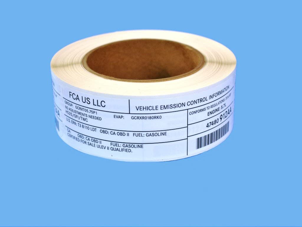 Mopar 47480912AA LABEL VEHICLE EMISSION CONTROL IN