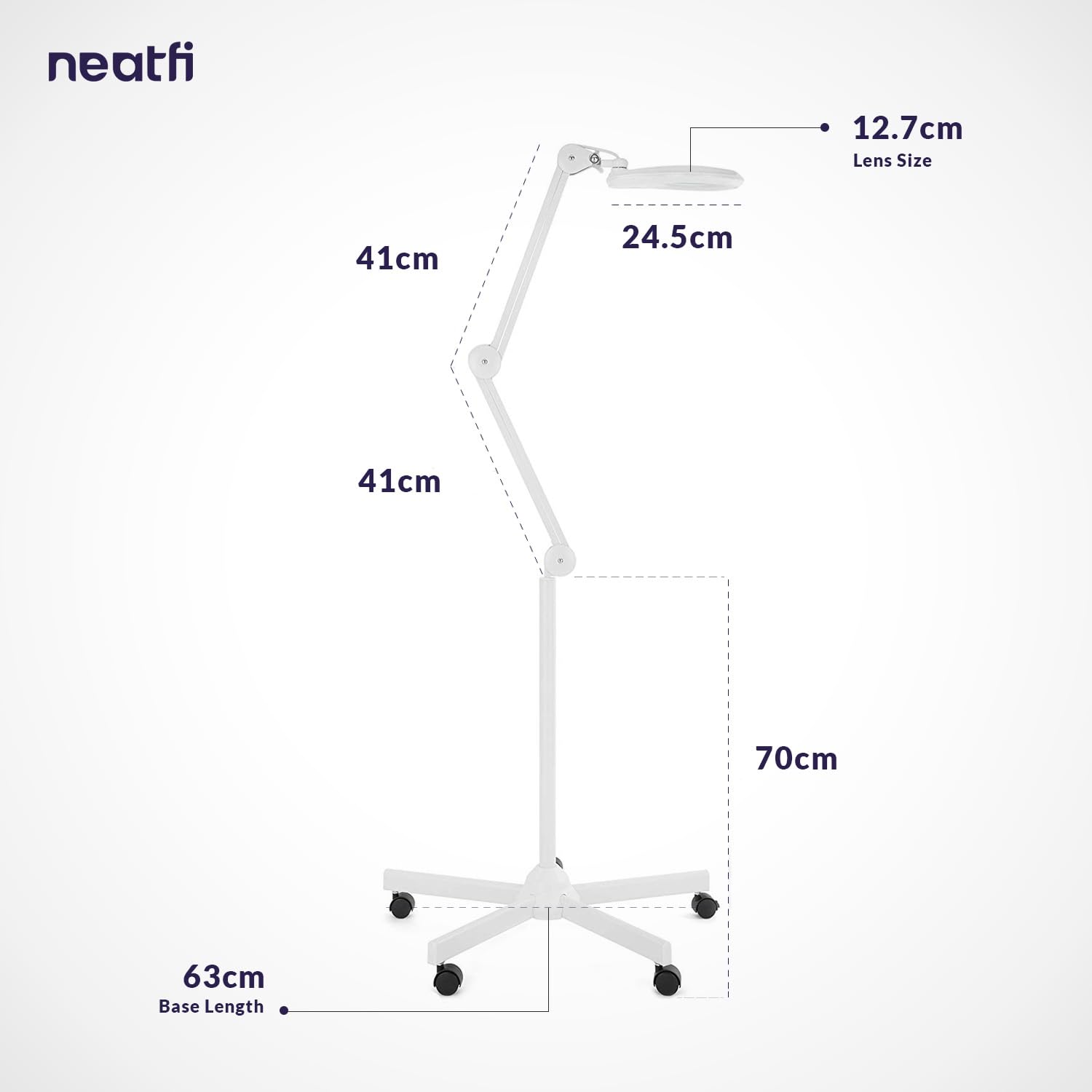Neatfi Bifocale 1,200 Lumen Super LED Lampada bifocale con Base Rotante a 5 Ruote, Spina Europea, 5 diottrie con 20 diottrie, dimmerabile, Viene Fornito (Bianco)