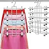 Pants Hangers with Clips,Space Saving Hanging Closet Organizer-6 Tiers Skirt Hangers with 360° Swivel Hook,Closet Organizer-Clothes Hangers- College Dorm Essentials Apartment Essentials-2 Pack