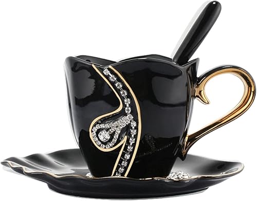 Taza de café, porcelana china, tazas de café capuchino, juego de taza y platillo de porcelana, 8 onzas para bebidas de café, café con leche, café