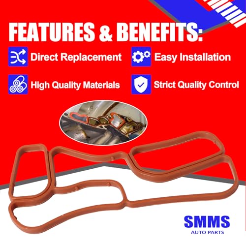 Image of SMMS Engine Oil Filter Housing Cooler Seal Gasket for Mercedes-Benz C280, C300, C350, CL550, CLK350, CLK550, CLS550, 2006-2012, 3.0L 3.5L V6 V8 Replaces OE: 2721840280