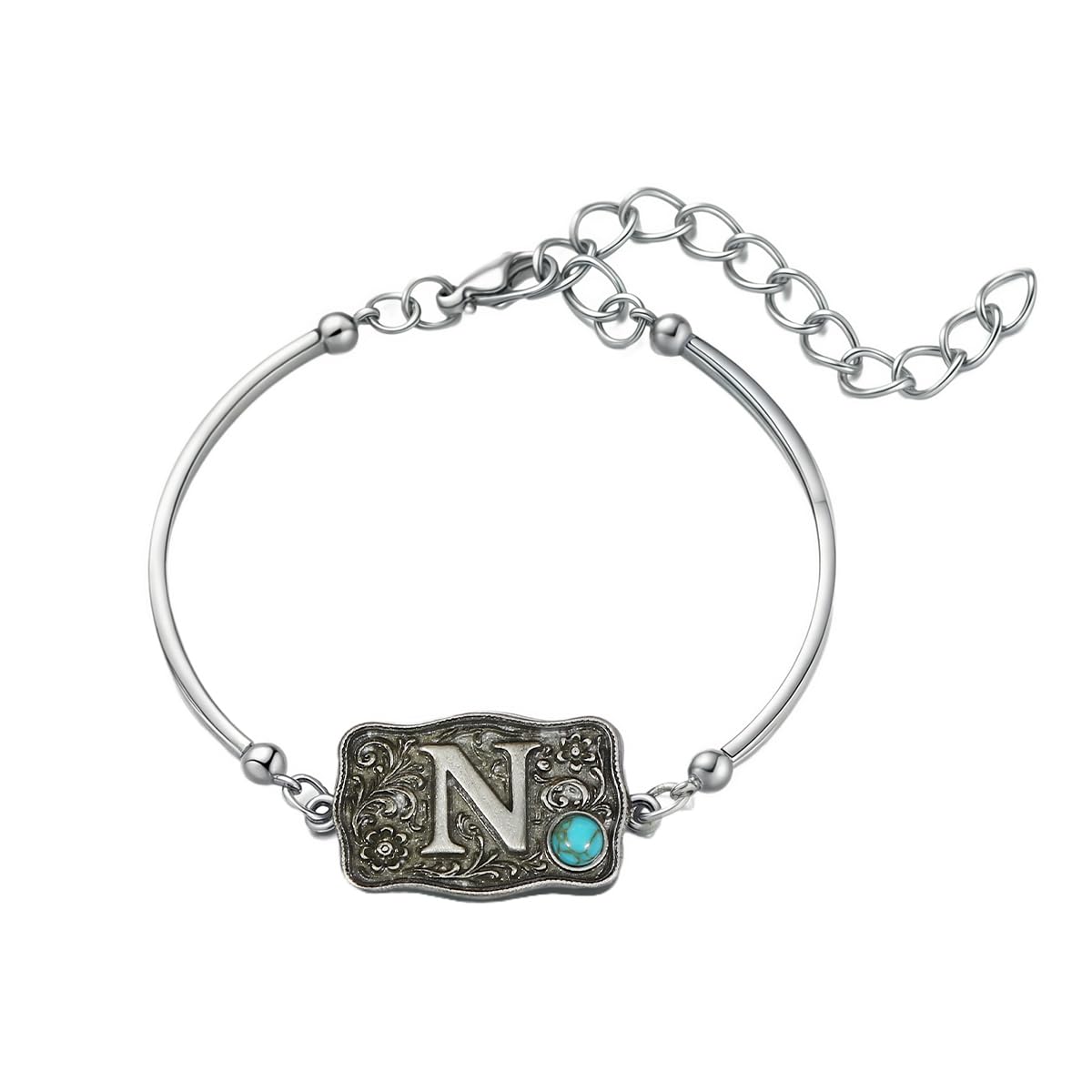 Belt Buckle Bracelet Initial Letter A-Z Bracelets Western Cow Tag Bracelet Belt Buckle Necklace Western Style Initial Letter Pendant Necklace