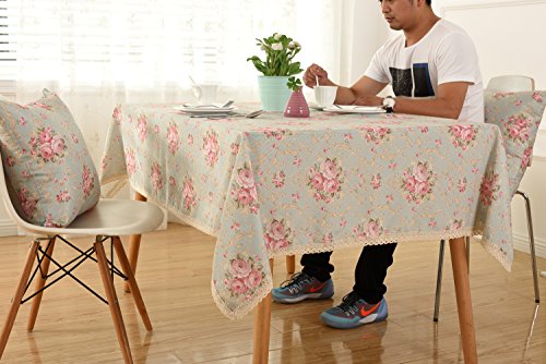 Highfly Vintage Flower Decorative 55X71 Rectangle Linen Table Cloth Printed Pattern Washable Table Cloth Dinner Kitchen Home Decor - Multi Colors & Sizes #TOP5