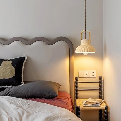 Miniatura 2 de Luces colgantes de isla de cocina de mediados de siglo, lámpara colgante de cerámica blanca nórdica, lámpara colgante de latón cepillado dorado con