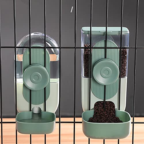 Hängekäfig Automatischer Feeder Futterautomat Kleine & Mittlere Haustiere Futter & Tränkesatz, Futterautomat und Wasserspender für Hunde Katzen Haustiere Tiere (Grün)