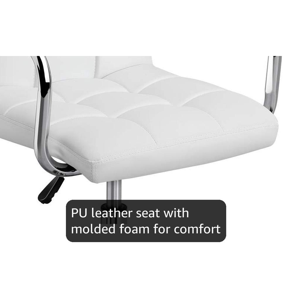 Amazon.com: Yaheetech White Desk Chairs with Wheels/Armrests