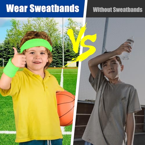 Image of Libima Kids Sweatbands Bulk Boys Headband for Sports Kids Cotton Terry Youth Sweatbands Elastic Sports Headbands Wicking Athletic Bands for Team Activity