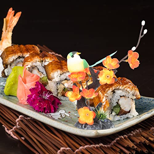 Hanabass 2Pcs Artificial Flower Sushi Plate Sashimi Plate Flower Desktop Flower Plant Sashimi Dish Fake Plum Blossom Dish For Home Kitchen Restaurant Table Decorations #TOP3