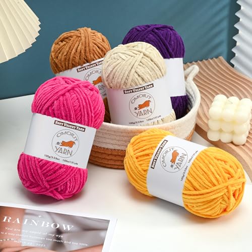 Image of Fluffy Velvet Yarn for Crocheting, Chunky Chenille Baby Blanket Yarn for Crocheting, Soft Fuzzy Puzzle Yarn for Knitting, 100g /3.53oz Bulky Thick Amigurumi Crochet Yarn（Burgundy）