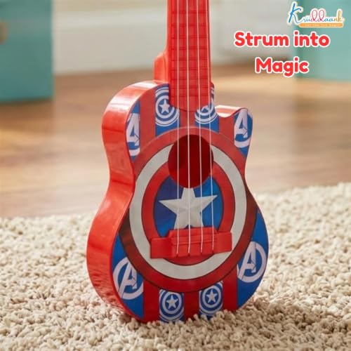 Image of Marvel Avenger Theme 4-String Guitar for Kids - Small Electric & Classical Style Toy Instrument for Beginners - Fun Educational Musical Toy|Birthday Gift for Boys & Girls Age 3+ - Red