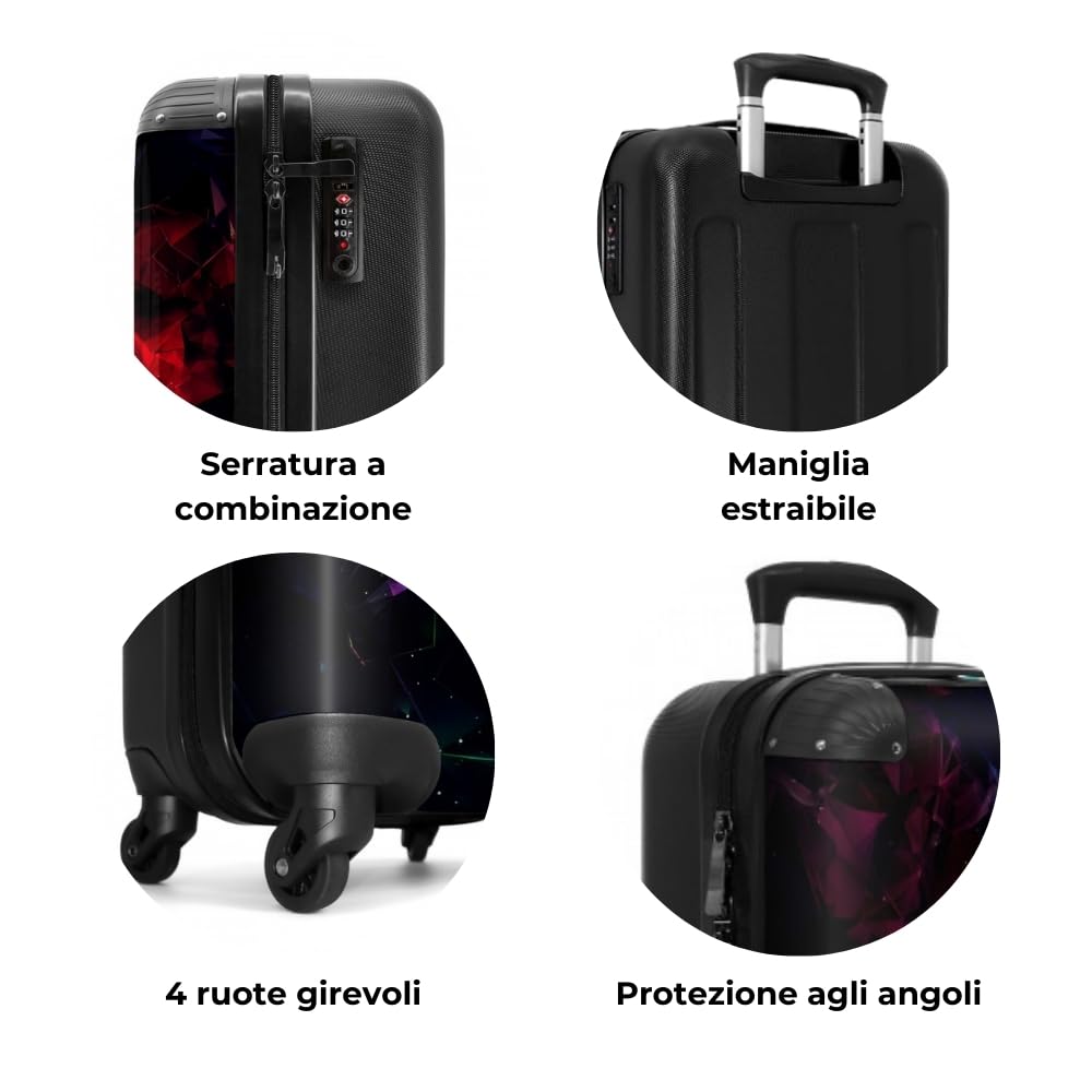 NoBoringSuitcases.com Trolley Valigia Bambino da Viaggio, Bagaglio a Mano 55x40x20 cm (Gioco - Neon - Nero)