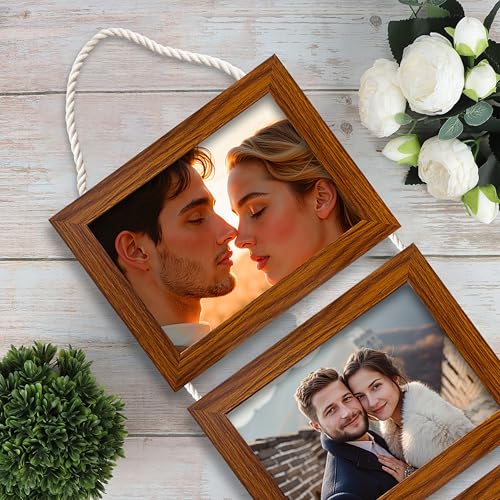 Image of Art Street Photo Frame For Wall Set Wall Hanging Photo Frame For Home and Office Decoration (Brown, 5x7 Inches)