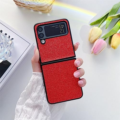 Coque Samsung Z Flip 4 paillettes rouge housse cuir antichoc