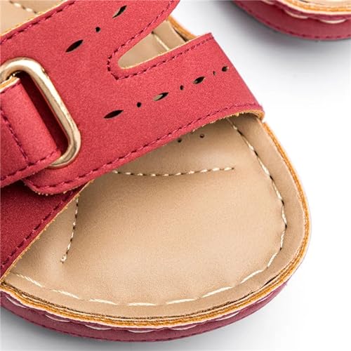 Sandals for WomenSummer Platform Wedge Sandals Open Toe Ankle Strap Wedge Heels Sandals 2024 Comfortable Anti Slip Beach Boho Orthopedic Sandals Casual,Beige,US4.5/EU354