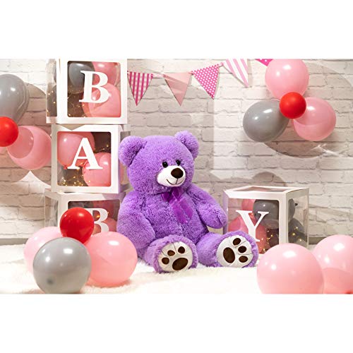 Hollyhome Teddy Bear Stuffed Animal Plush Giant Teddy Bears With Footprints Big Bear 36 Inch Purple #TOP2