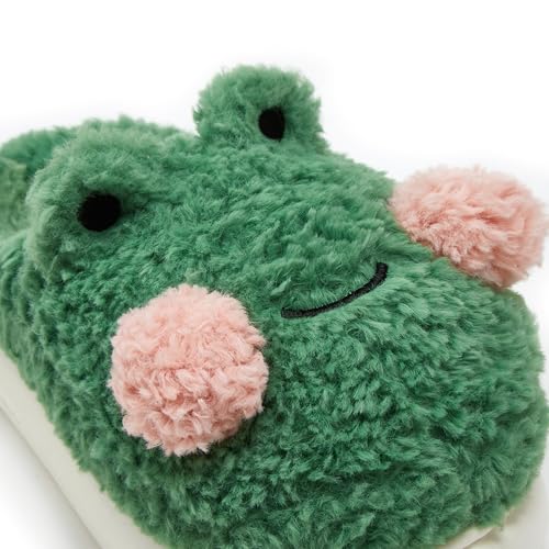 Solyinne Women's Cute Frog Slippers - Winter Warm Fluffy Fleece Indoor Outdoor Shoes2