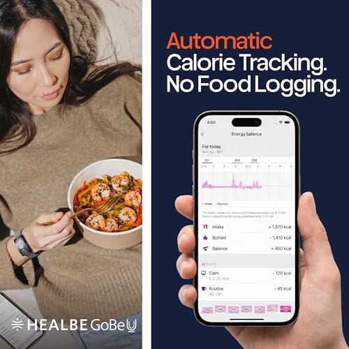 Image of HEALBE Calorie Tracker, Automatic Calorie Intake Smart Band with App, Screen-Free Activity Tracker, Health Tracker, Sleep, Hydration, Stress, 24 /7 Heart Rate, 5 ATM Waterproof