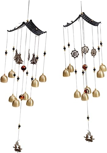 BESTOYARD Abalorio de viento decoración de campana de viento Feng Shui, campana de viento china bendición colgante campanas de cobre colgantes Feng