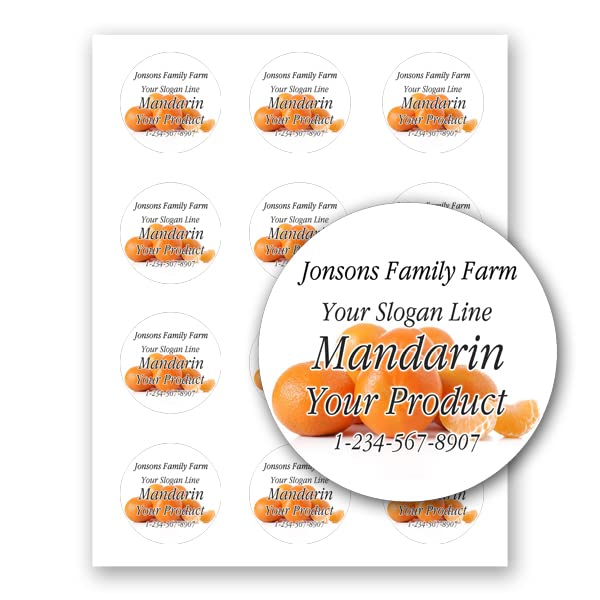 Fruit Adhesive 2 inch Round Paper Labels for Mason Jar Leeds Gift Box Home Canning Jam Jelly Marmalade Candy Syrup Preserves Personalized Farm Kitchen