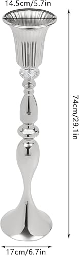 Miniatura 6 de Centros de mesa de boda plateados, 2 piezas, florero de trompeta de metal plateado con cuentas de cristal, jarrón de arreglo floral de 29.1 pulgadas