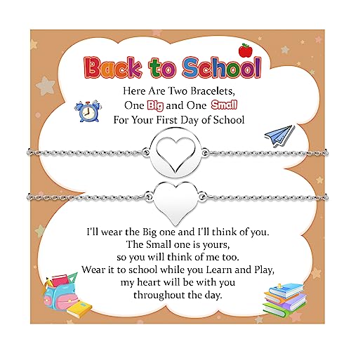 SUNSH Back to School Gifts Mommy and Me Bracelet Mother Daughter Son Matching Dinosaur Heart Butterfly Bear Bracelets Set for 2 First Day of School Gifts for Her Him Separation Anxiety Gifts