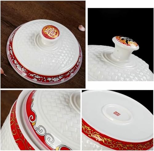 Ceramiczny pojemnik do przechowywania ryżu z pokrywką - Duży dozownik żywności na ryż, fasolę, kukurydzę, pszenicę i płatki owsiane - Szczelny słoik na ziarno do organizacji kuchni i świeżości