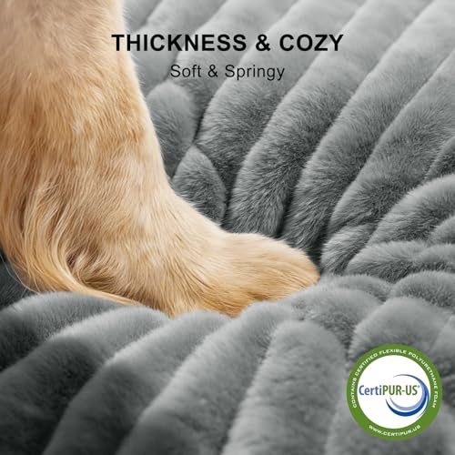 FURTIME Dog Bed for Small Dogs, Washable Orthopedic Dog Bed with Removable Cover, Rectangle Soft Calming Sleeping Puppy Bed Durable Pet Cuddler with Anti-Slip Bottom, Grey, S (20"x19"x6") - Image 4