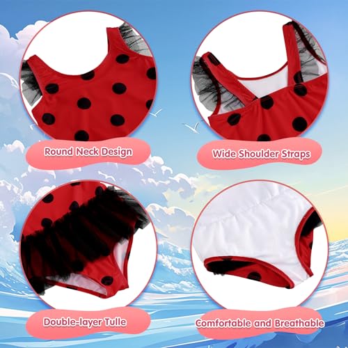Image of Girls One Piece Swimsuit Colorful Mermaid Bathing Suits Cute Kids Princess Beach Swimwear 2-10 Years