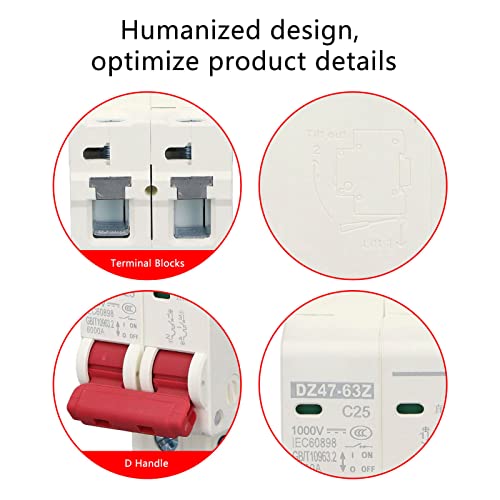 Disjoncteur miniature DC contre les surtensions solaires 1000V isolateur 2 pôles