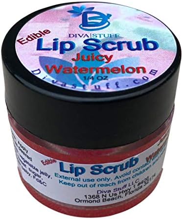 Diva Stuff Ultra Hydrating Lip Scrub for Soft Lips, Gentle Exfoliation, Moisturizer & Conditioner, Juicy Watermelon – ¼ oz (Made in the USA)