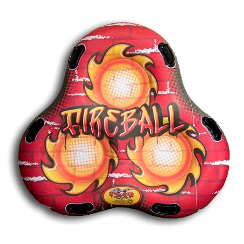 Flexible Flyer 60' Fireball Inflatable Tube Sled - 3-Person Snow Tube and Large Pool Float for Year Round Fun - Heavy Duty Triple Sled with Handles for Kids and Adults