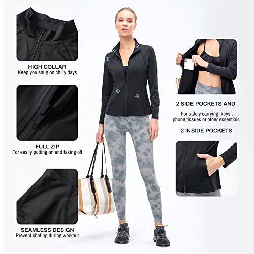 TERODACO Full Zip Running Jackets Women Hoodies Long Sleeve Sports Tops with Pockets Ladies Gym Tops for Fitness Training Cycling Breathable Lightweight Quick Dry - Image 6