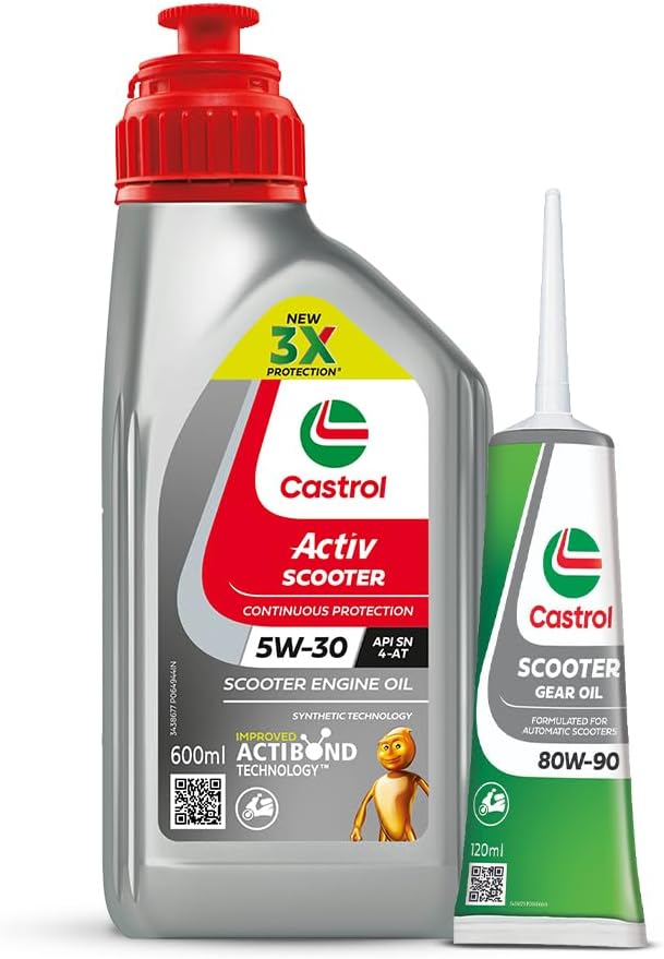 Activ Scooter 5W-30 Engine Oil with Synthetic Technology (600ML)+ Gear Oil 80W-90 (120ML) | 3X Protection with Actibond Technology| Engine Protection for Scooters | For Honda BS VI Scooters