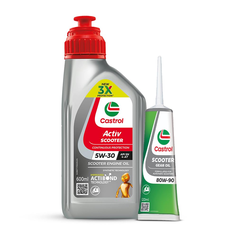 Castrol Activ 5W-30 4-AT Synthetic Engine Oil for Scooter (600ML) & Castrol Gear Oil 80W-90 for Scooter (120ML) Combo Pack