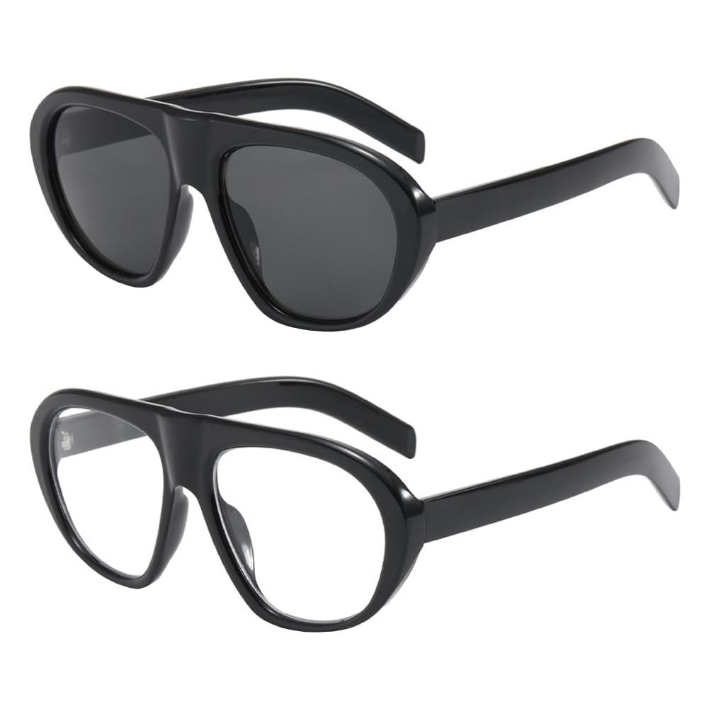 Frissin Women's Black Gray + Black Transparent Toad Shapes Oversized Sunglasses Uv400 Protection Large Frame Gradient Lenses Luxury Sun Glasses Retro Sunnies Outdoor Street Travel Party Holiday