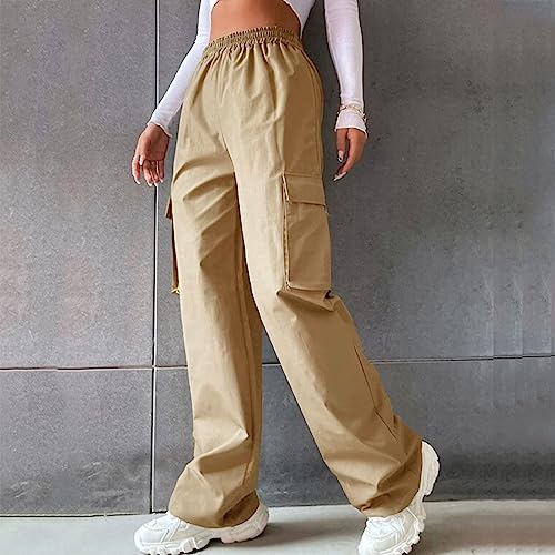 Cargo Pants for Women High Waist Vintage Pants Stretchy Wide Leg Baggy Jeans with Pockets4