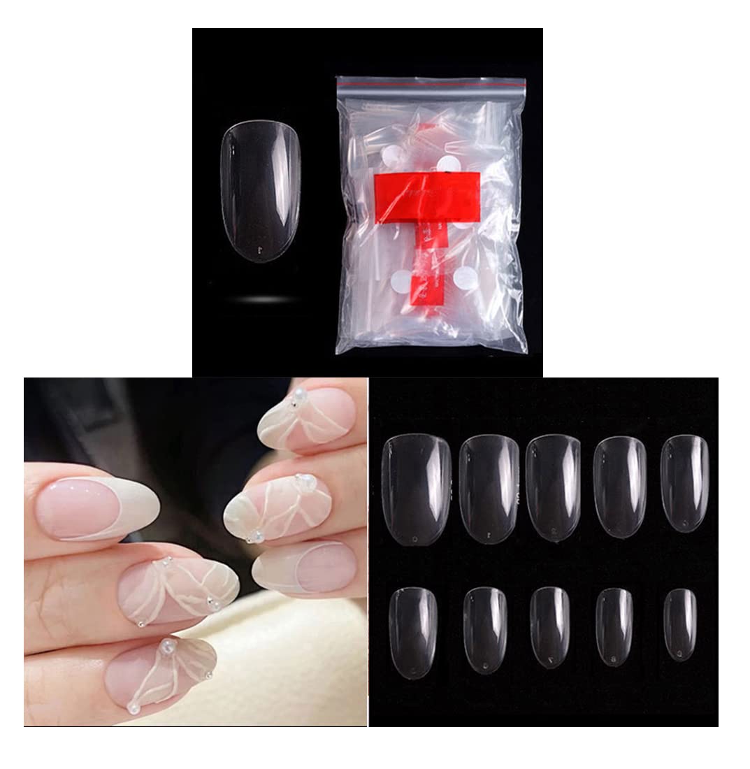 S.A.V.I Artificial False Nails 500 PCS Clear Nail Tips for Acrylic/Dip Powder/Poly Nail Extension Gel Nail Art DIY Home, 50/Size (Short Almond), 17